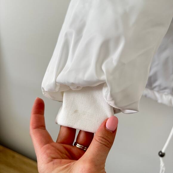 Hipchik Couture Zip Up Sequin Tongue Puffer Jacket White L - Picture 4 of 10